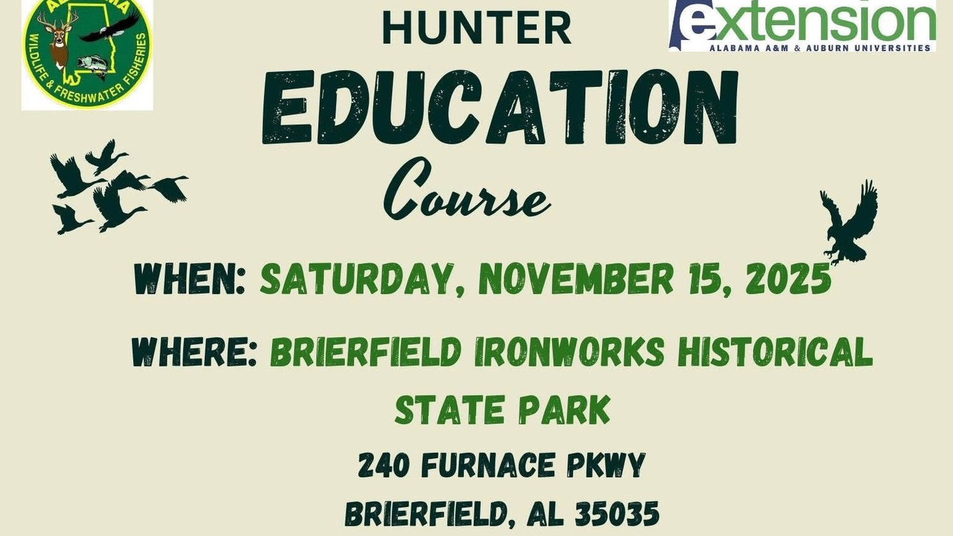 Hunter Education Course at Brierfield State Park - 11-15-25